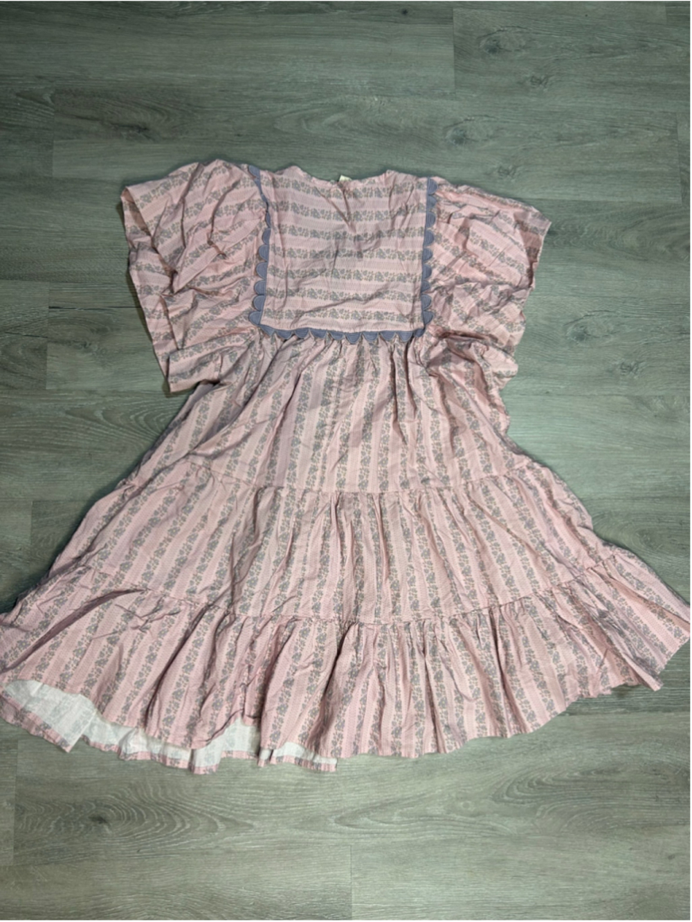 Umgee - Pink Yoke Flutter Sleeve Mini Dress | Cottage Core Boho Sz Small - Picture 8 of 8